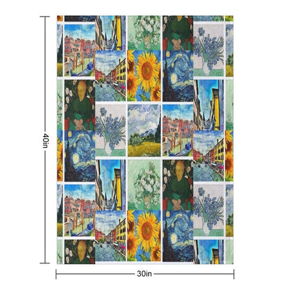 Van Gogh Artwork Collage Eco-conscious Throw Blanket