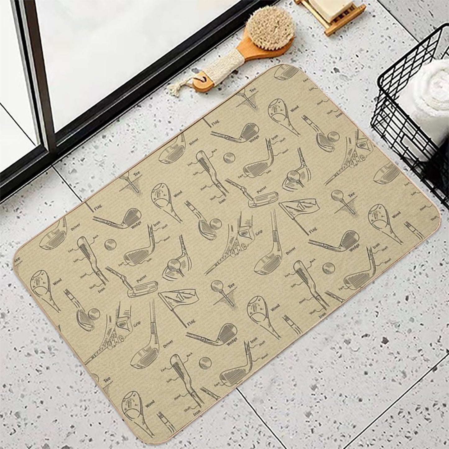 Golf  Vintage  Sepia  Toxin-Free Bath Mat