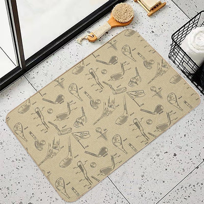 Golf  Vintage  Sepia  Toxin-Free Bath Mat