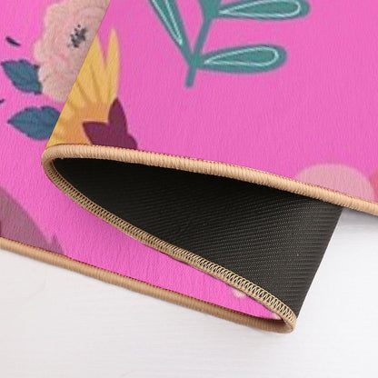 Random Floral Pattern 11 Neon Pink Background Color  High-Traffic Bath Mat