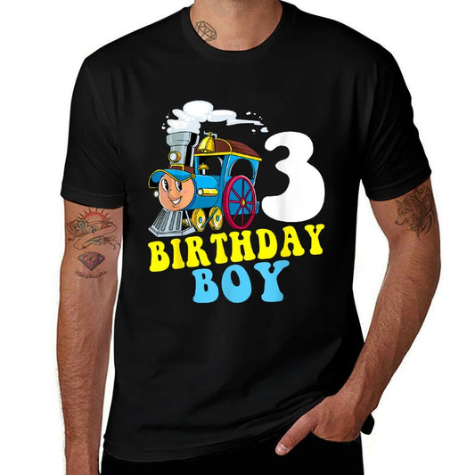 3rd Birthday Boy Train Lovers Three Years Old Kids Toddlers  Lightweight T-Shirt
