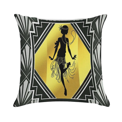 Art Deco Flapper Roaring 20's Gatsby Style Print Soft High-Density Material Throw Pillow