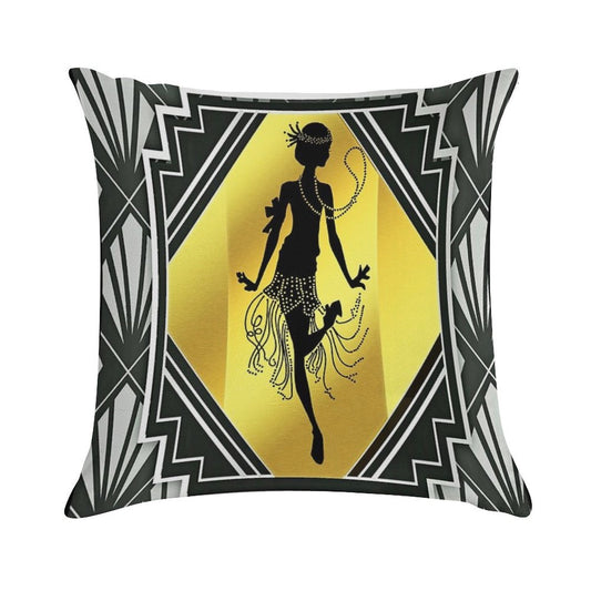 Art Deco Flapper Roaring 20's Gatsby Style Print Soft High-Density Material Throw Pillow