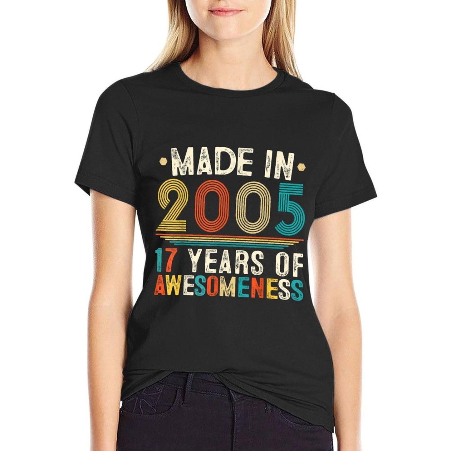 Retro Sunset 17 Years Old Boys Girls Vintage 17th Birthday  Polyester Blend T-Shirt