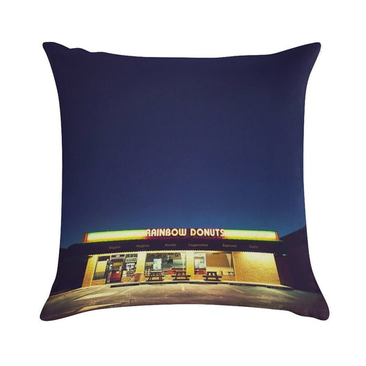 Rainbow Donuts. Soft Durable Construction Throw Pillow