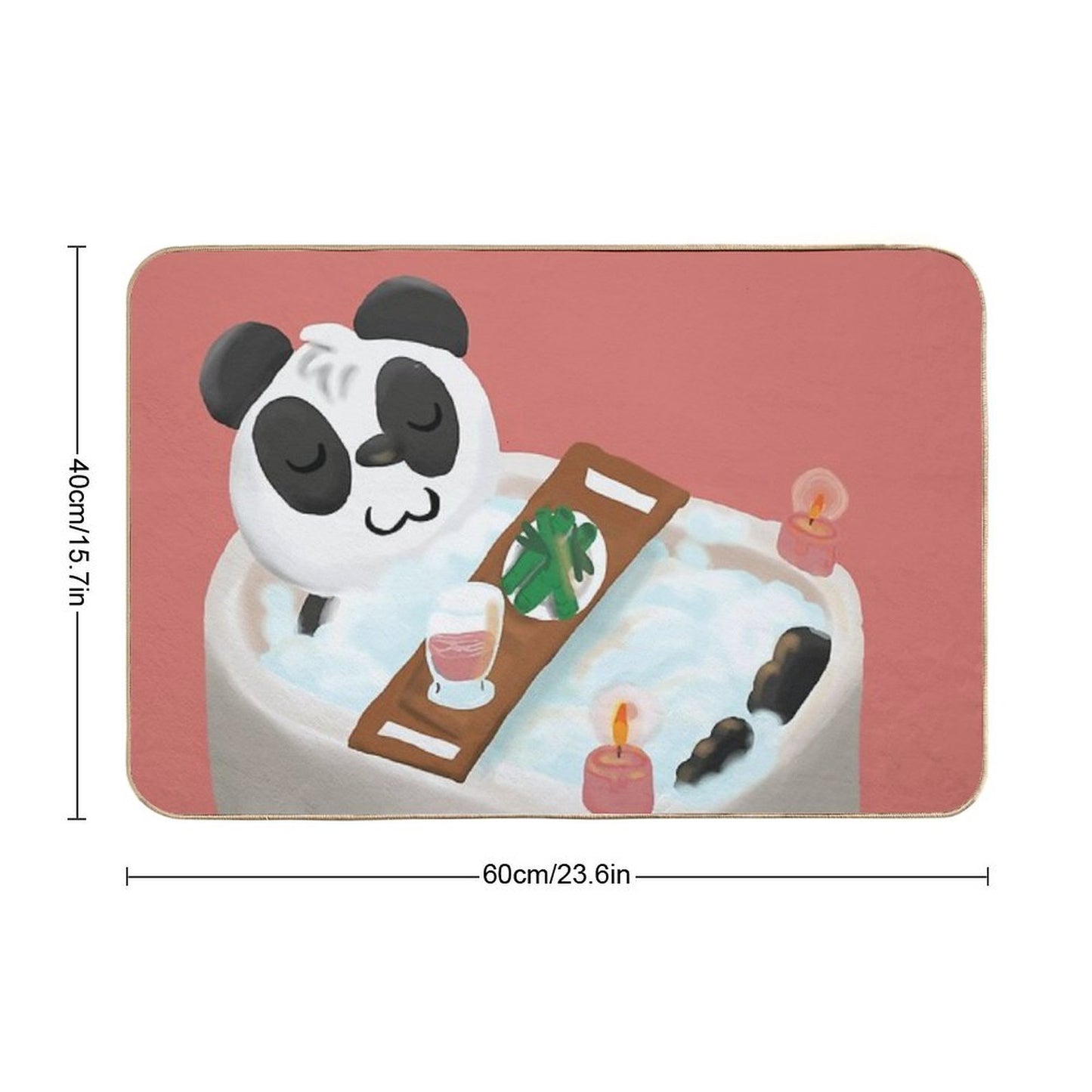 Bath Time Panda _ Self Care, Bubble Bath, Candles, Drink  Fade-Resistant Bath Mat