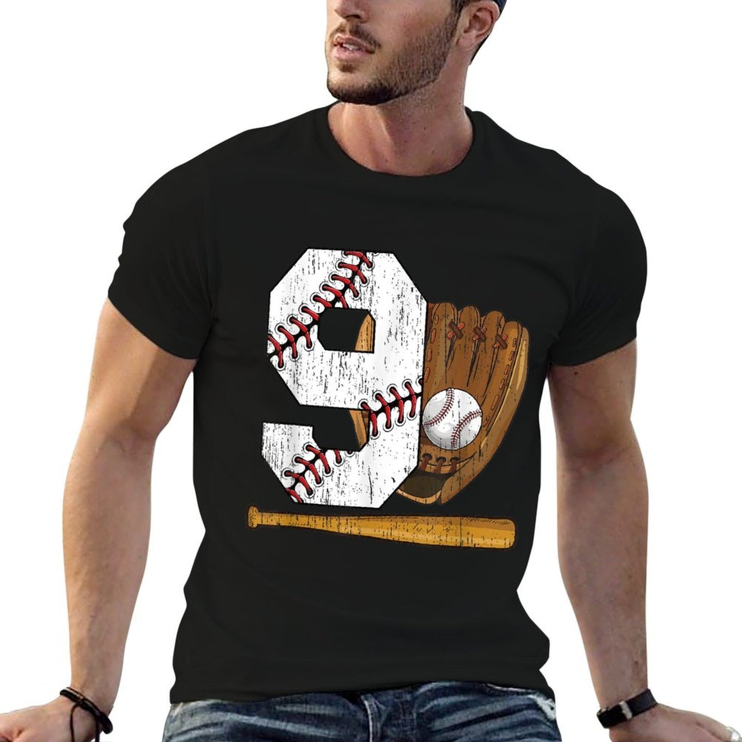 9th Birthday Baseball Boy Nine Year Old Baseball Player  Wrinkle-resistant T-Shirt