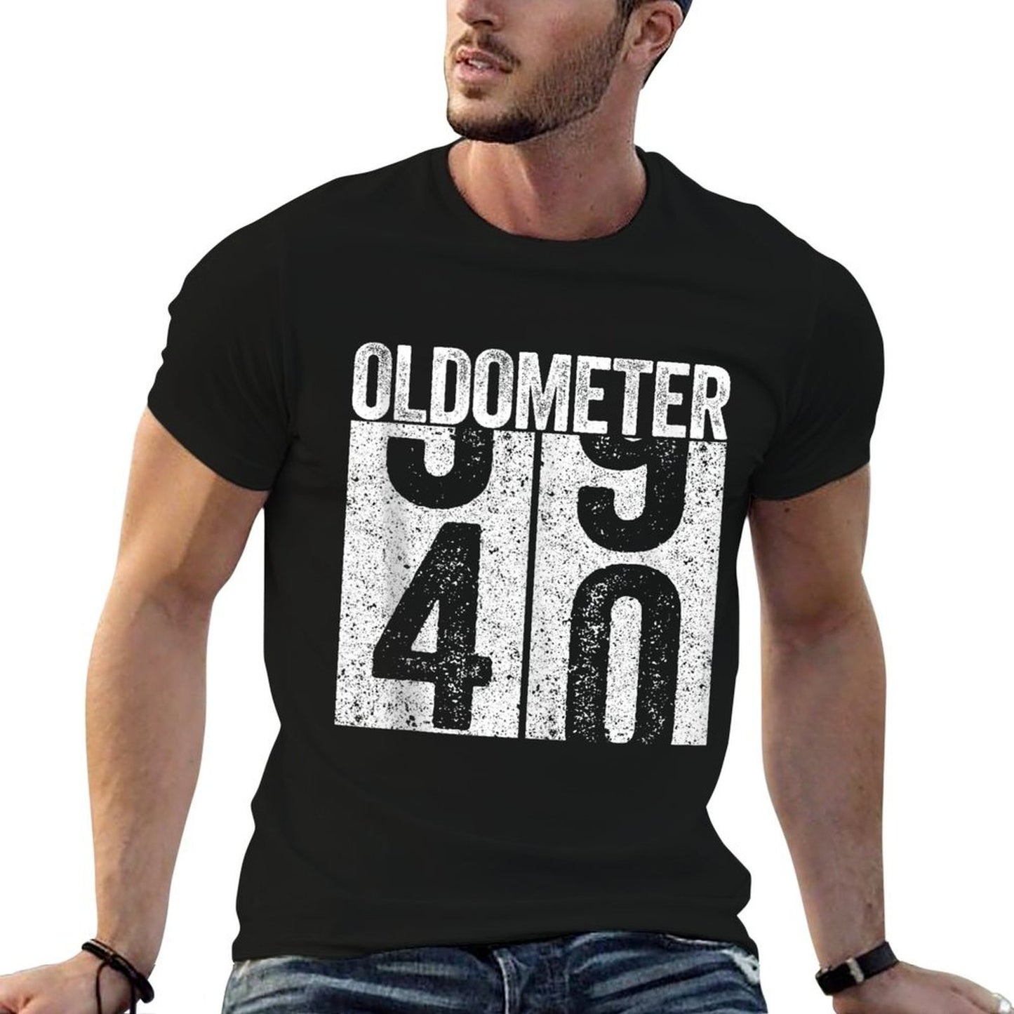Oldometer 40 Men Women 40th Birthday  Easy-care T-Shirt