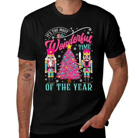Its The Most Wonderful Time of The Year Pink Nutcracker  Fade-proof Color T-Shirt