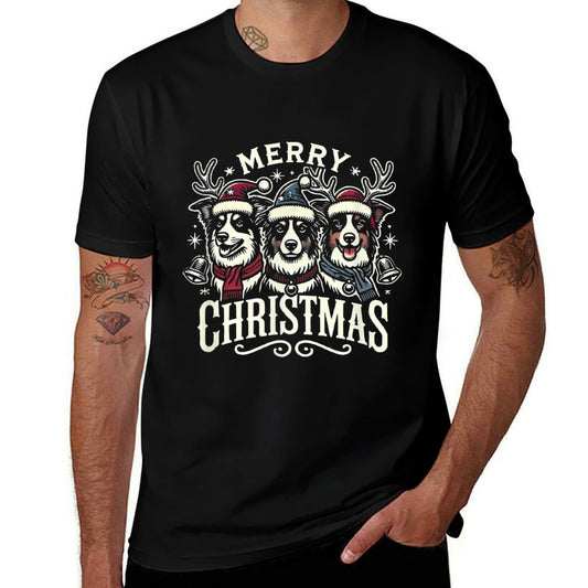 Christmas Australian Shepherd Santa Hat Aussie Christmas  Trendy Pattern T-Shirt
