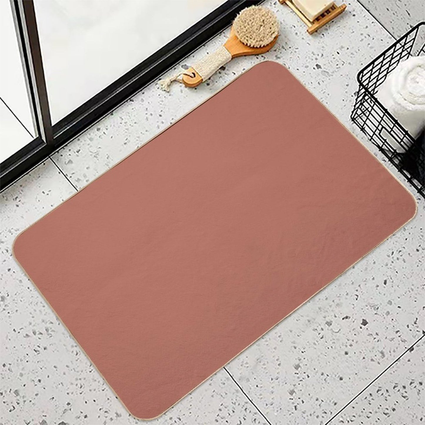 Autumn Terra Cotta Rose  Long-Lasting Bath Mat