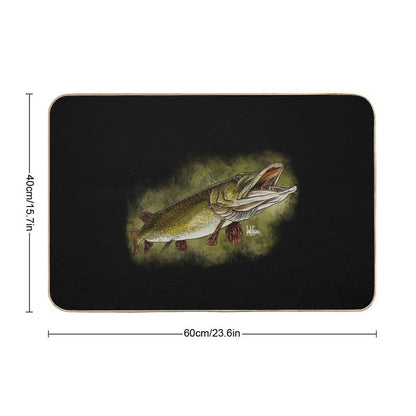 Open Mouth Pike  Fade-Resistant Bath Mat