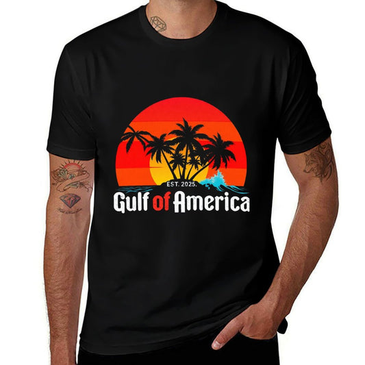 Retro Vintage Gulf Of US America 2025 American Flag Mexico Slim-fit Cut T-Shirt