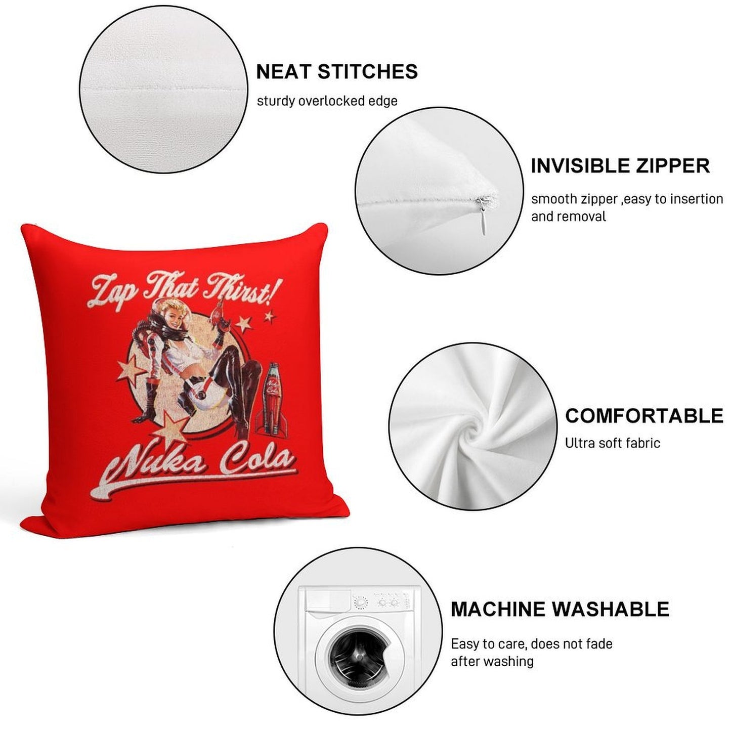 Nuka Pinup Girl Worn-Out Dks Soft Durable Construction Throw Pillow