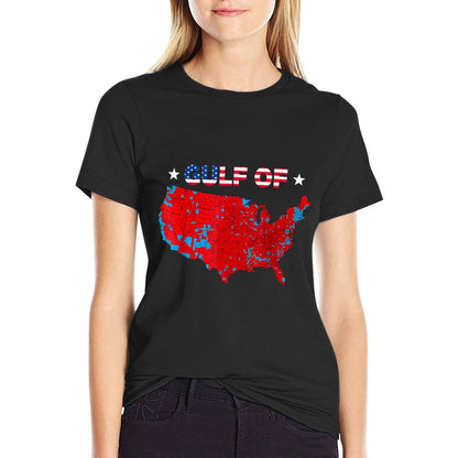 Gulf of USA America Funny USA Flag Mens Womens Heathered Texture T-Shirt