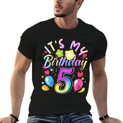 Kids Girls It's My Birthday 5 Years Old 5th Birthday  Oversized Silhouette T-Shirt