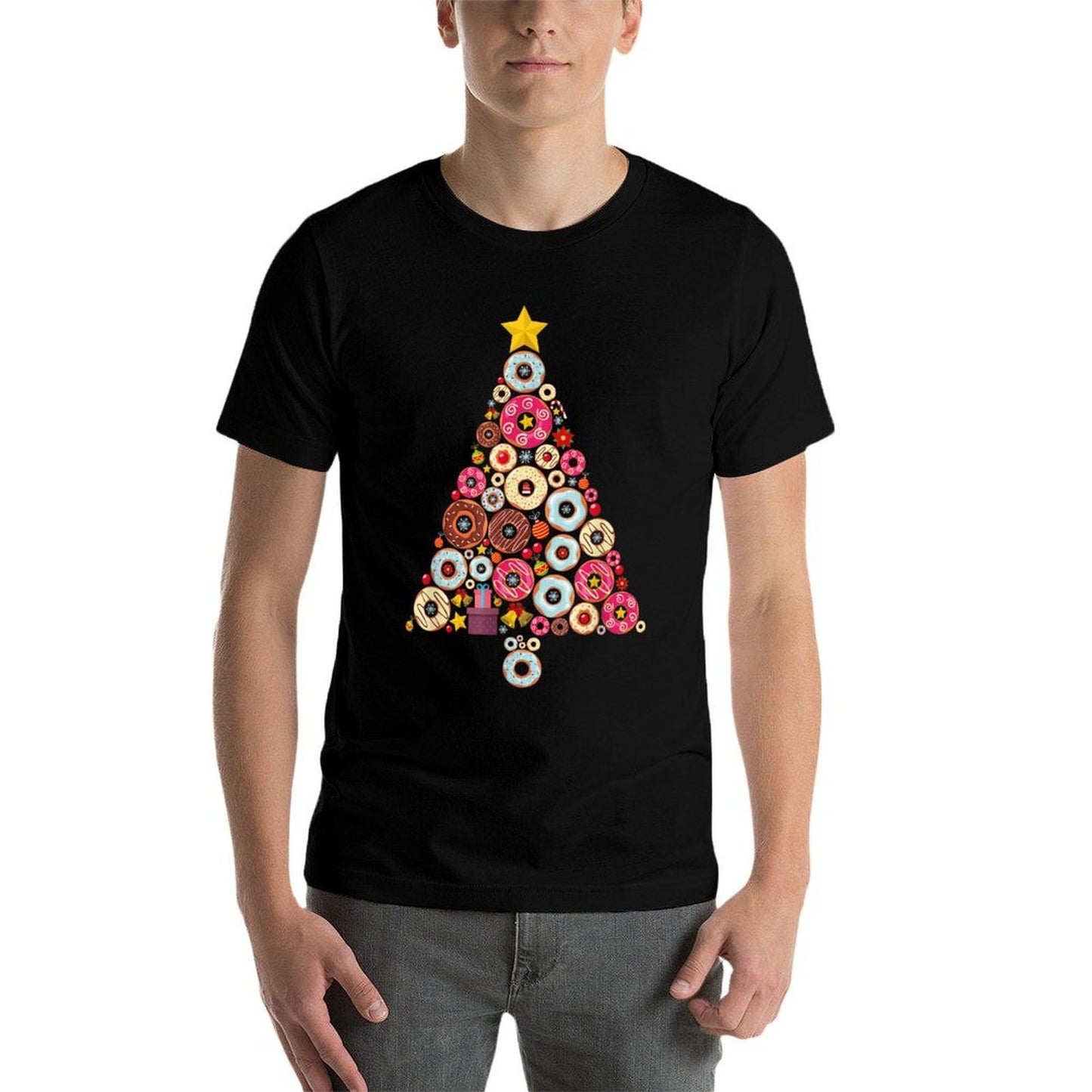 Donuts Christmas Tree Funny Doughnut Xmas Women Men Kids  Moisture-wicking T-Shirt