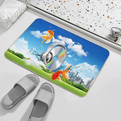 CD Listening to Music with Fish  Rapid-Drying Bath Mat