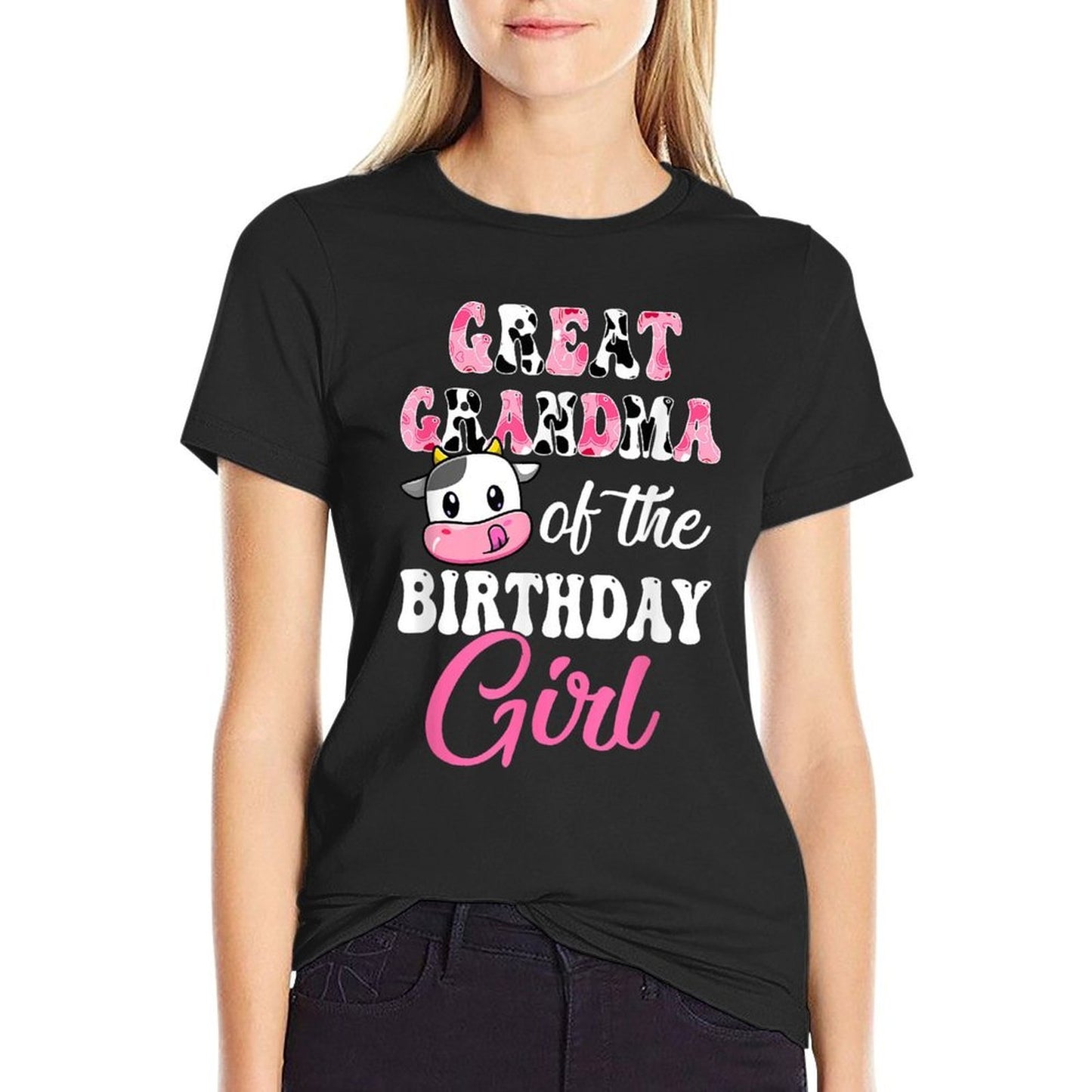 Great Grandma Of The Birthday Girl Farm Cow 1St Birthday  Rolled Sleeves T-Shirt