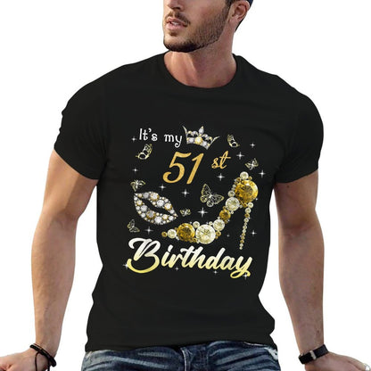 It's My 51st Birthday Queen 51 Year Old Crown Gold High Heel  Slim-fit Cut T-Shirt