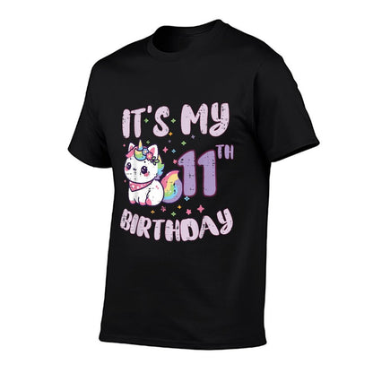 Its My 11th Birthday Unicorn Cat 11 Year Old Bday Girls Kids  Classic T-Shirt