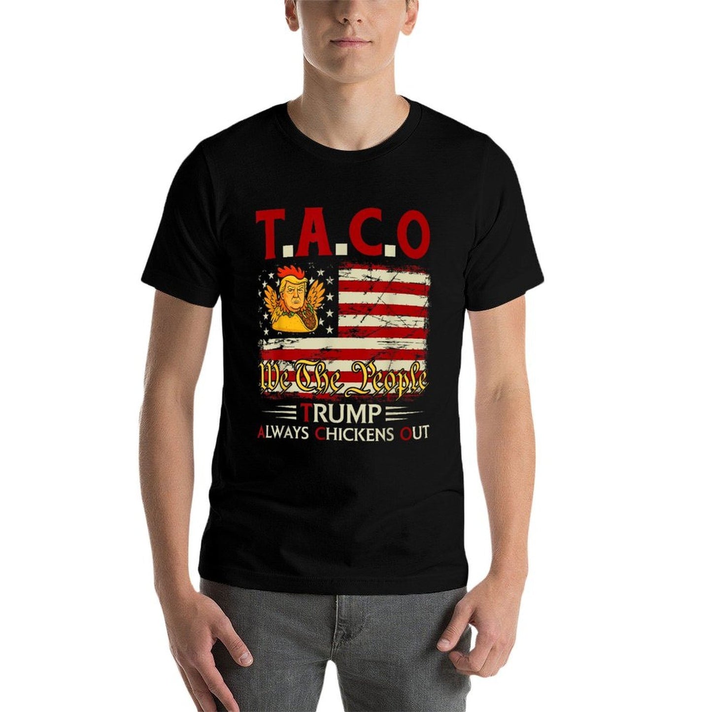 Funny Trump Taco Trump Always Chickens Out  Oversized Silhouette T-Shirt