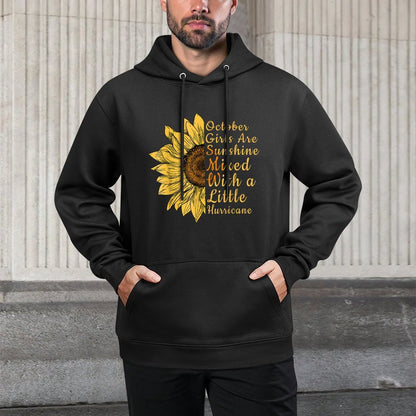 Sunflower Born In October Birthday Gift For Women Adjustable Hood Hoodie