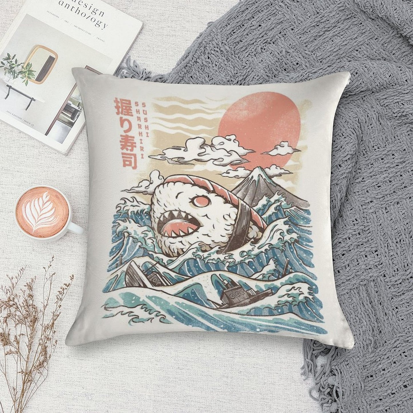 Sharkiri Sushi Soft Short Plush Fabric Throw Pillow