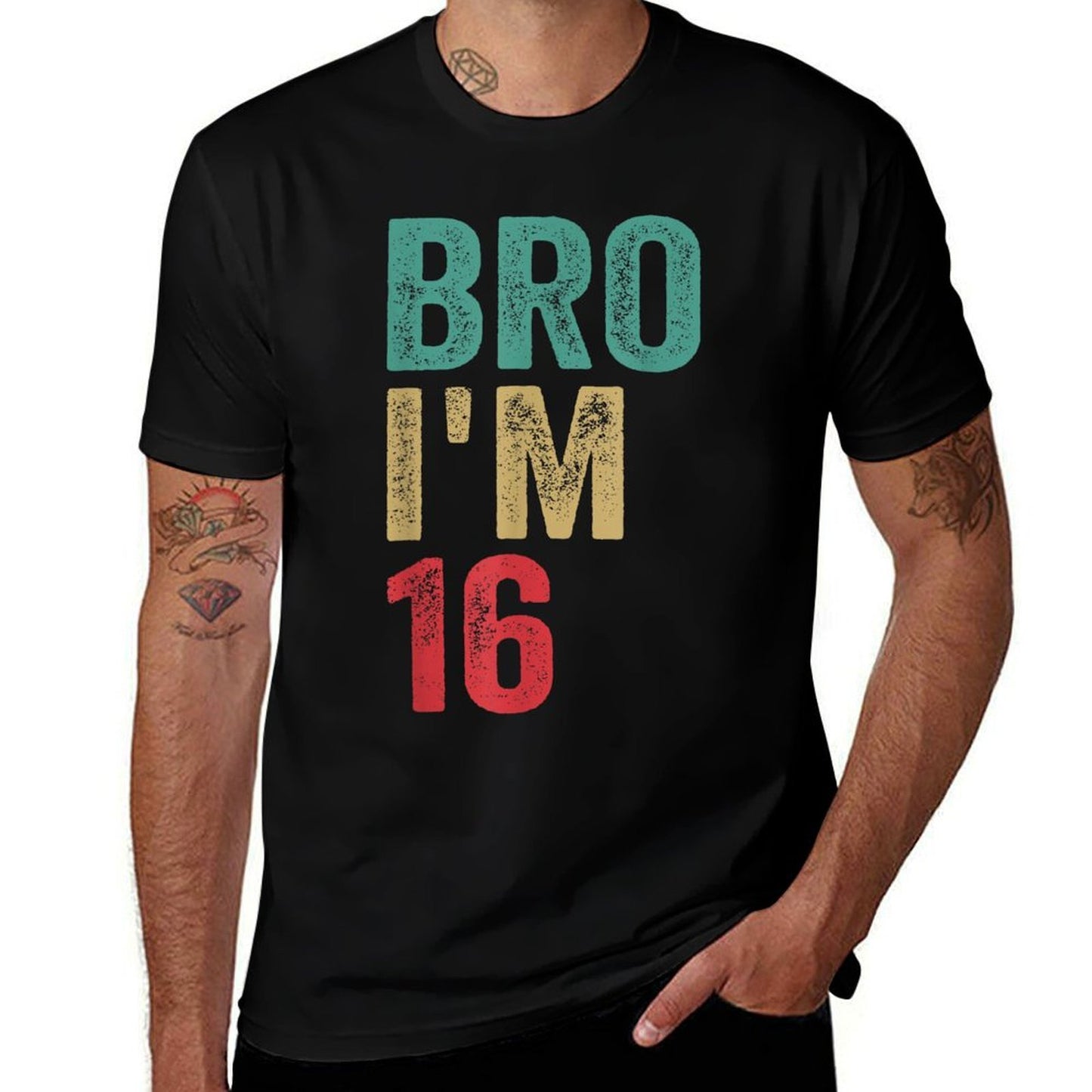 Bro I'm 16yo Girls Boys 16th Birthday Retro 16th Birthday  Quick-drying T-Shirt