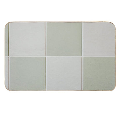 Sage Green Aesthetic Square Tile Pattern Durable Bath Mat