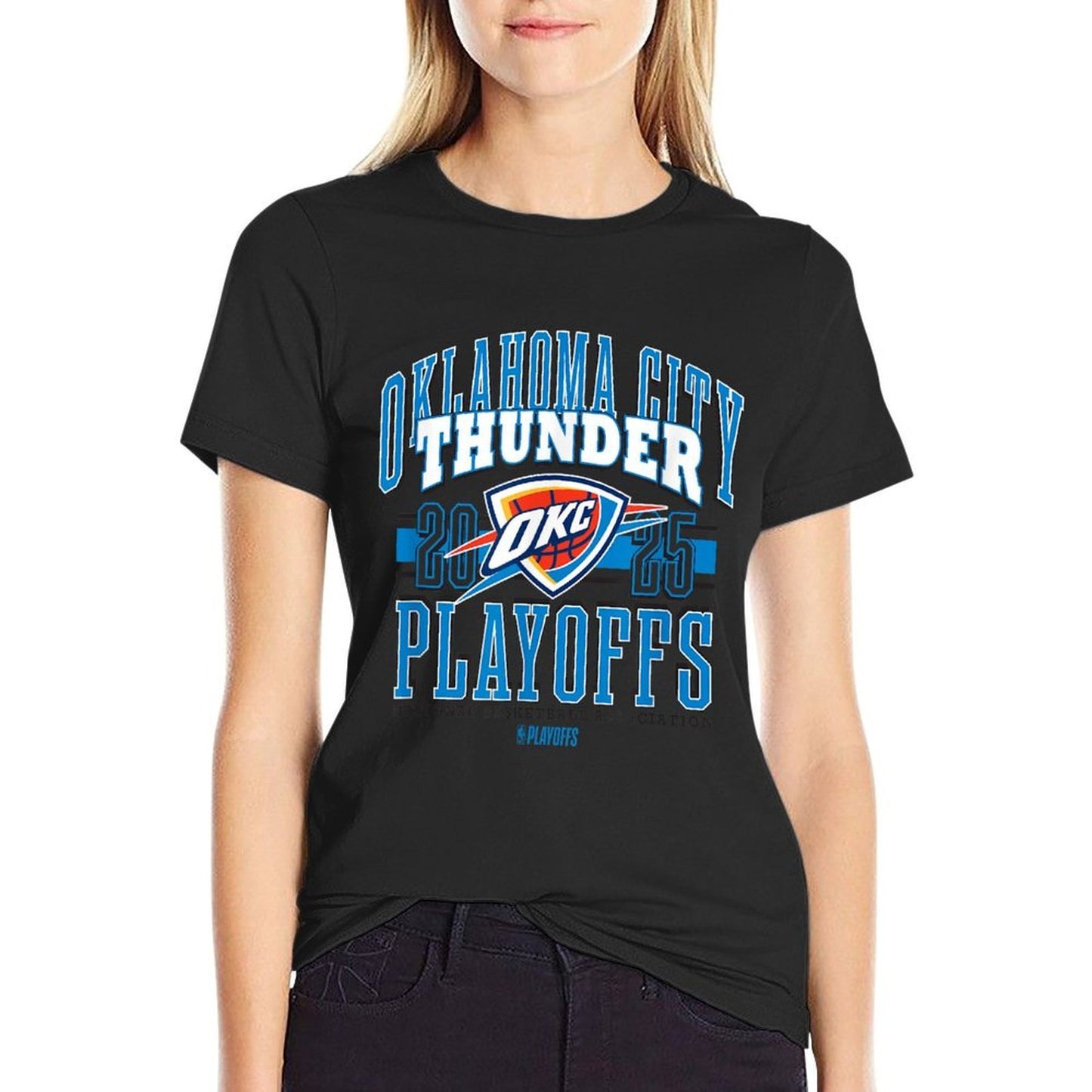 NBA Official Oklahoma City Thunder 2025 Playoffs Showtime  Heathered Texture T-Shirt