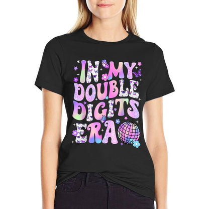 Retro Groovy In My Double Digits Era Disco 10th Birthday  Tagless Design T-Shirt