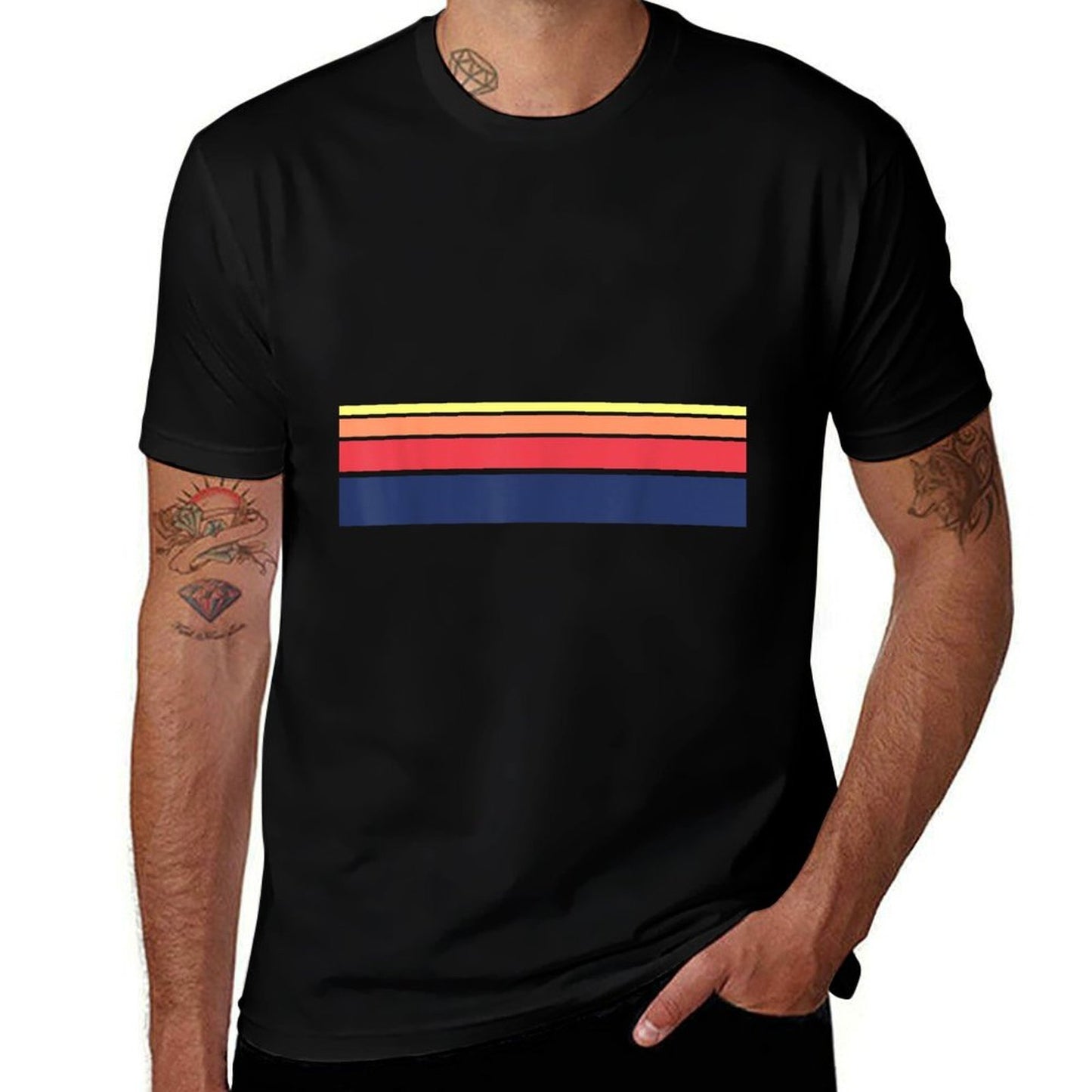 Retro Sunset Color Stripe Pattern T  Quick-drying T-Shirt