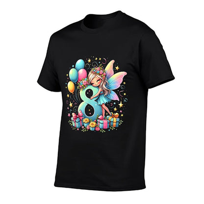 Kids Fairy Theme Eighth Bday Party 8th Fairy Birthday  High-quality Stitching T-Shirt