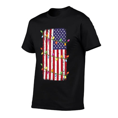 Christmas Lights USA Patriotic Veteran Christmas  Tagless Design T-Shirt