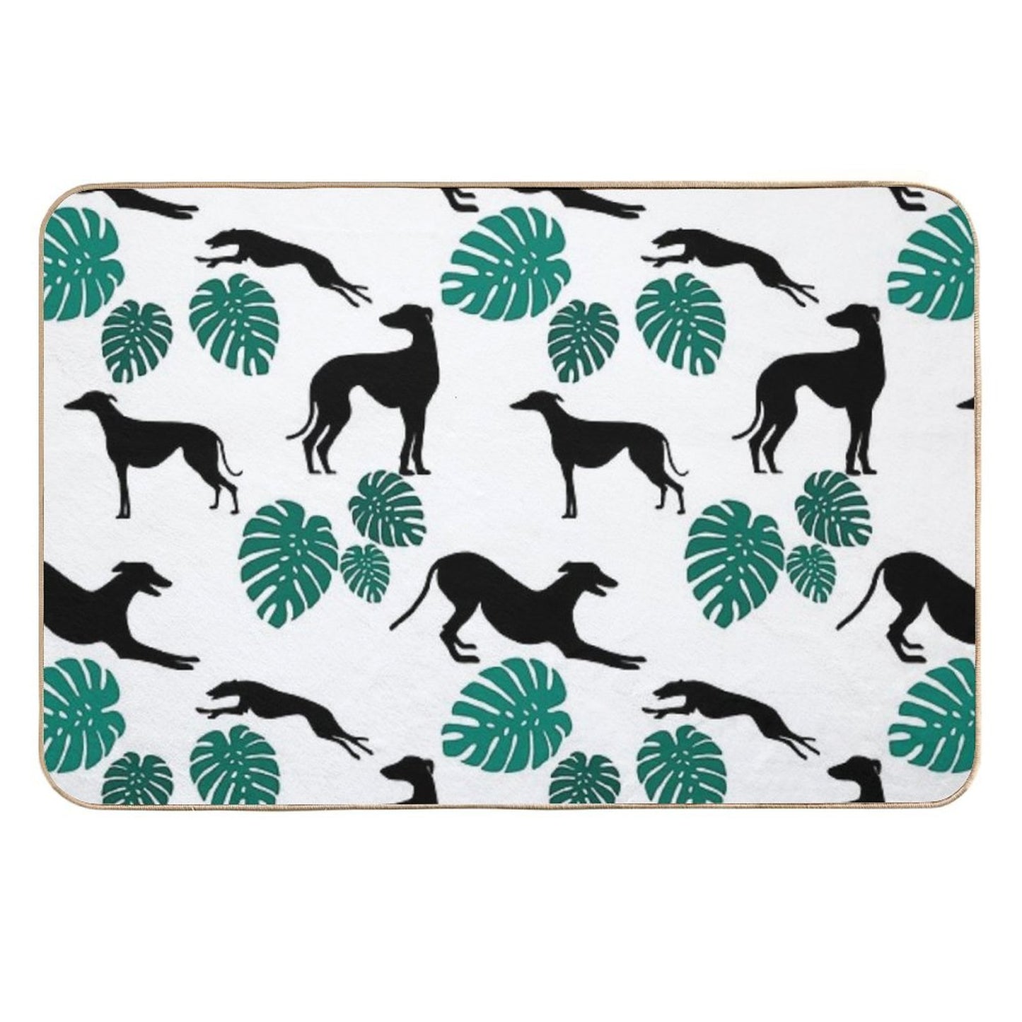 Greyt Greyhound Monstera Jumble on White  Versatile Bath Mat