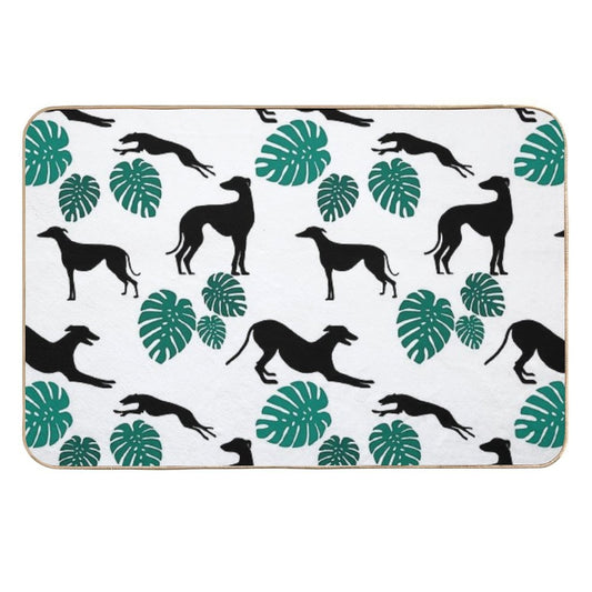 Greyt Greyhound Monstera Jumble on White  Versatile Bath Mat