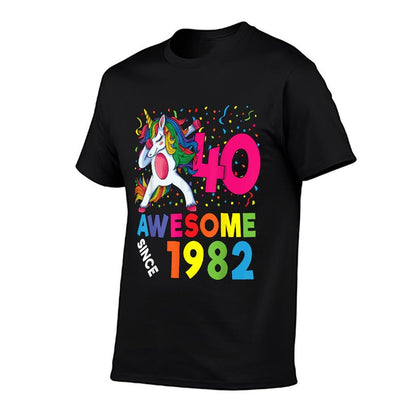 40th Birthday Dabbing Unicorn Party Gift 40 Years Old Women  Polyester Blend T-Shirt