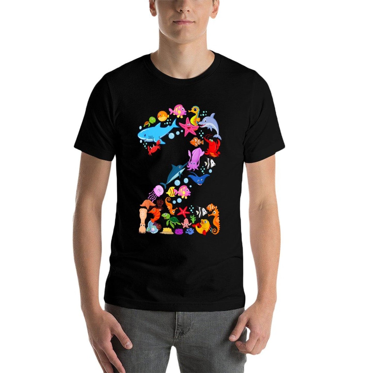 Under Sea 2 Two Year Kids 2nd Birthday Party Ocean Animals  Relaxed-fit T-Shirt