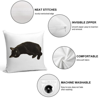 Black Cat Soft Shrink-Resistant Throw Pillow