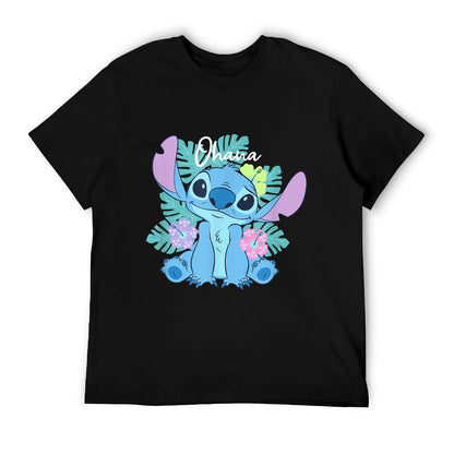 Lilo & Stitch Ohana Adorable Pose Floral Logo Soft T-Shirt