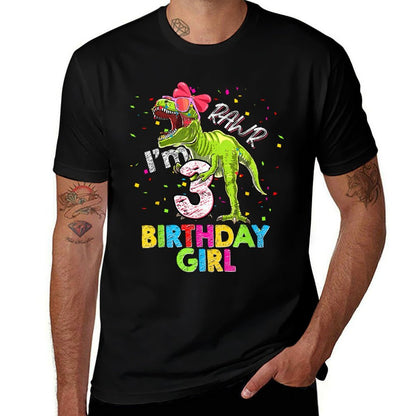 Kids Rawr I'm 3 3rd Birthday T Rex Dinosaur Party For Girls  Quick-drying T-Shirt