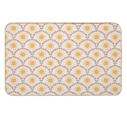Smiling Sun & Daisies - Retro  Toxin-Free Bath Mat