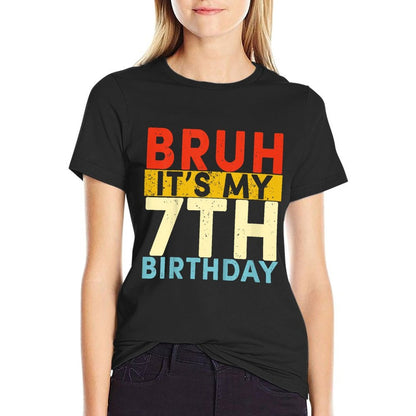 Bruh It's My 7th Birthday 7 Year Old Birthday  Trendy Pattern T-Shirt