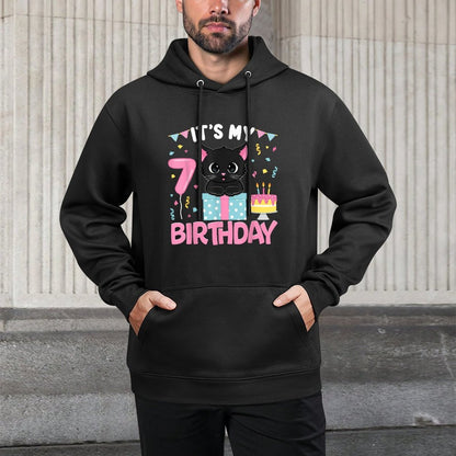 Its My 7th Birthday Girl Cat Birthday 7 Year Old BDay Party Layering Staple Hoodie