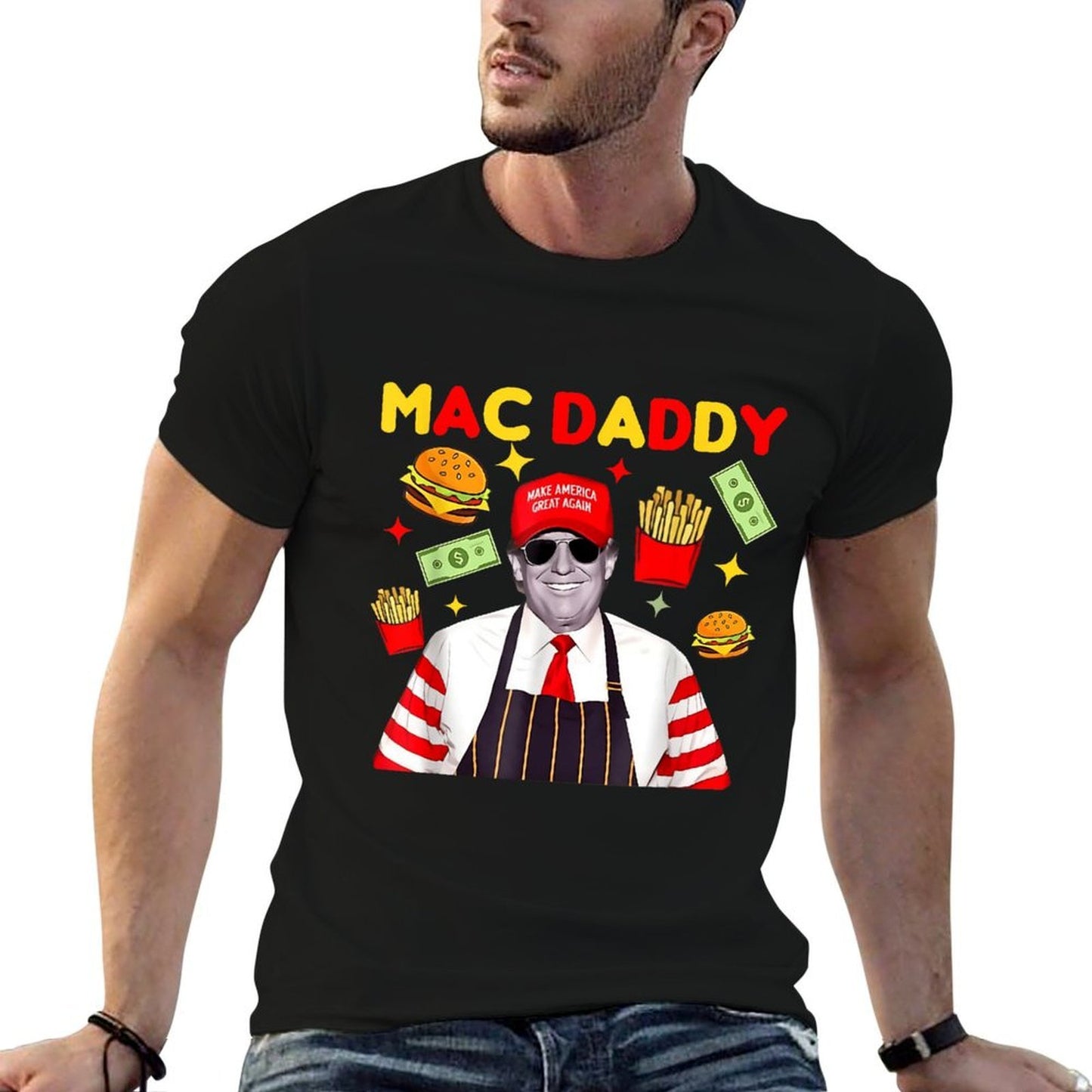 Trump Mac Daddy Unisex - Black - Small - - Classic Fit - Cartoon Theme - All Seasons  Quick-drying T-Shirt