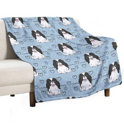 LOVE Black And White Japanese Chin Wrinkle-free Throw Blanket