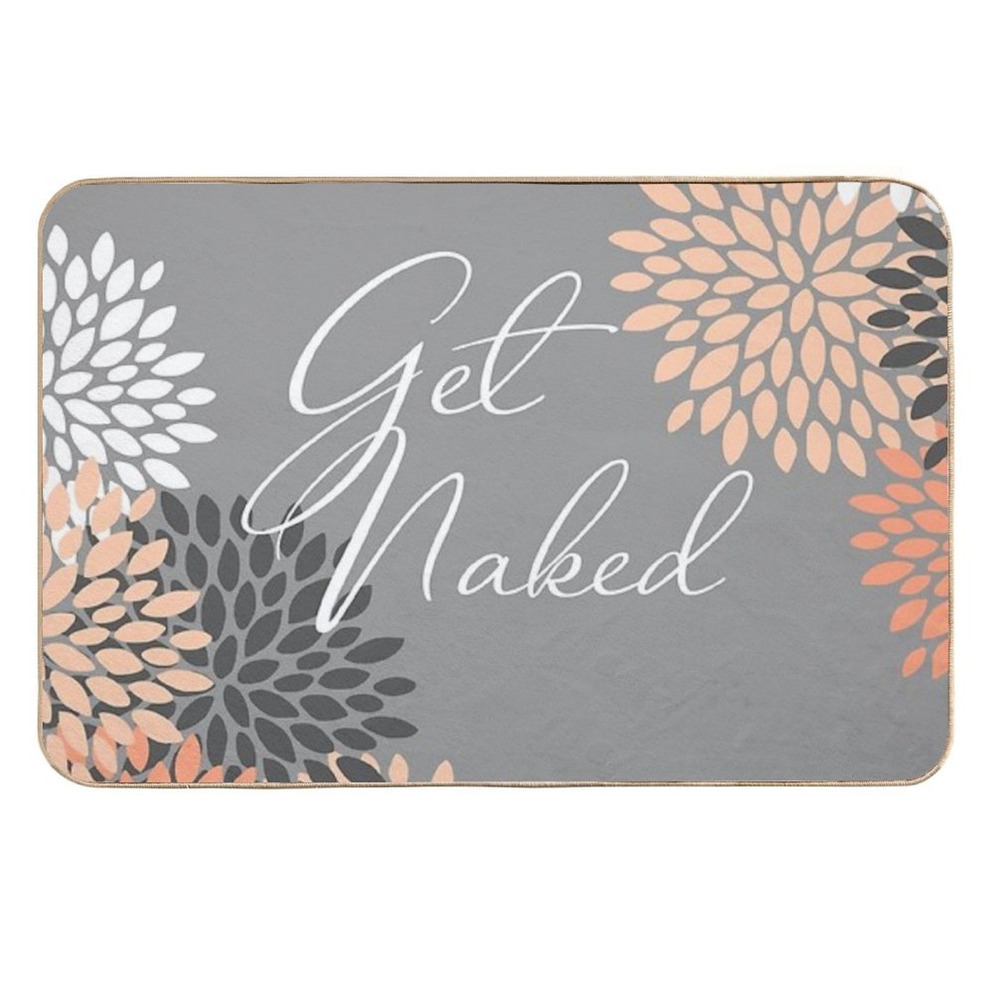 Get Naked - Floral Peach, Gray, White  Multi-Purpose Bath Mat