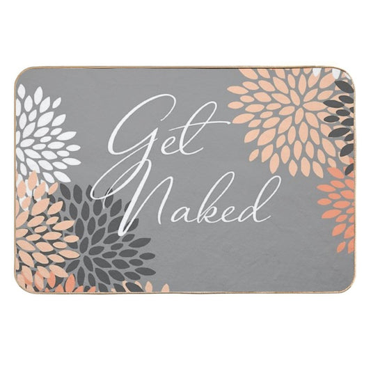 Get Naked - Floral Peach, Gray, White  Multi-Purpose Bath Mat