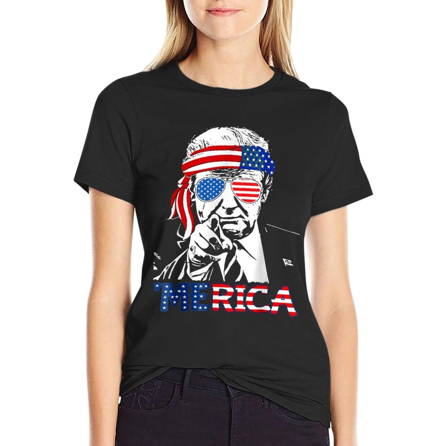MERICA Happy 4th Of July 'Merica Trump American  Durable T-Shirt